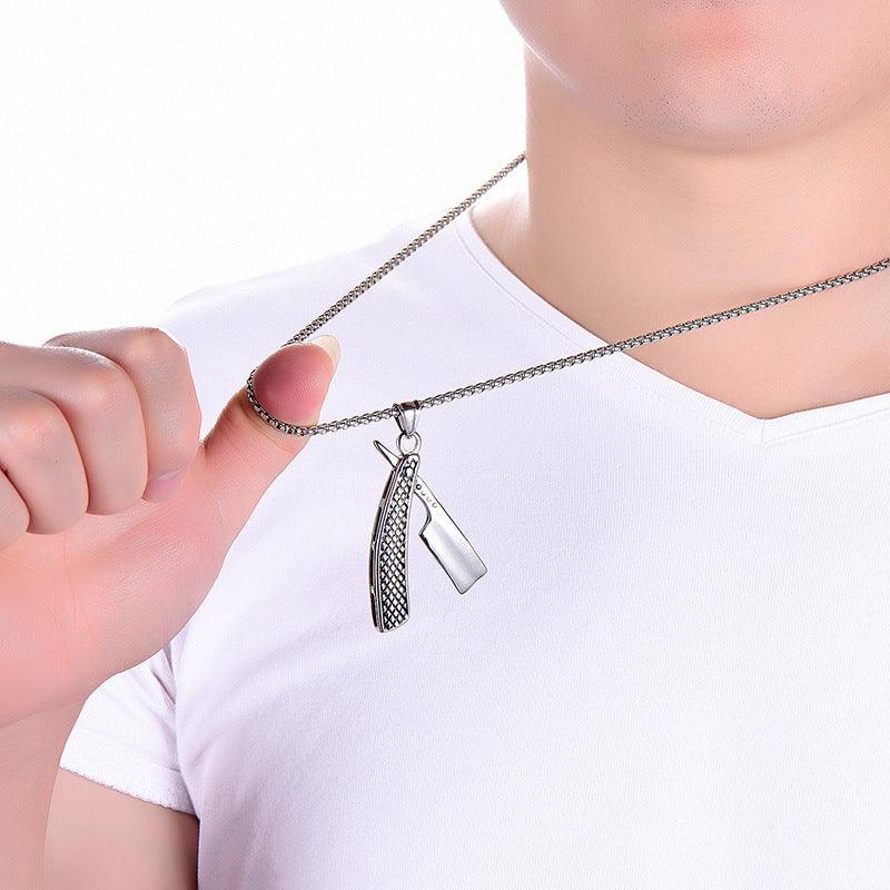 Surgical steel pendant, Razor Pendant