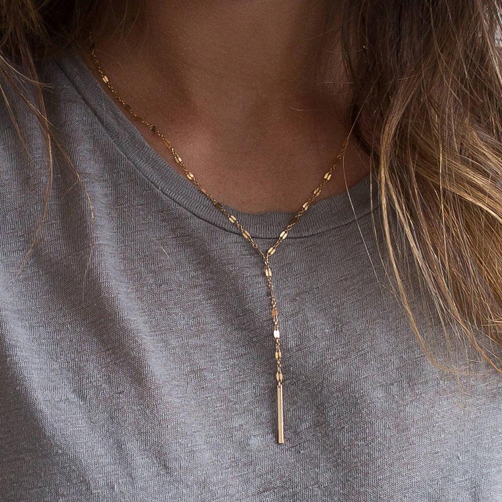 Surgical steel necklace, FRENCH RIVIERA|Y-Shaped Necklace in Gold