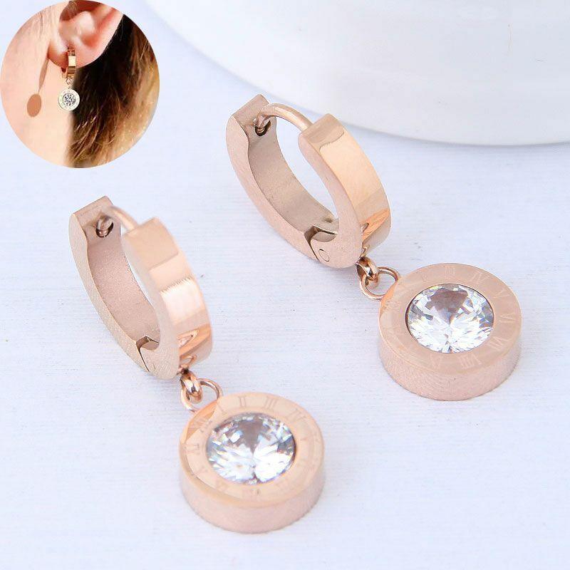 Surgical steel hoops, FRENCH RIVIERA|Chic Rosegold Steel Hoops with CZ