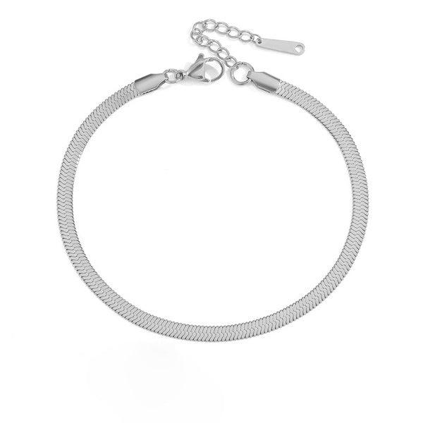 Kirurginteräsnilkkakoru, FRENCH RIVIERA, Snake Bone Anklet in Silver