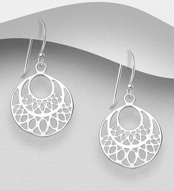 Silver earrings, PREMIUM COLLECTION|Small Round Lace Earrings