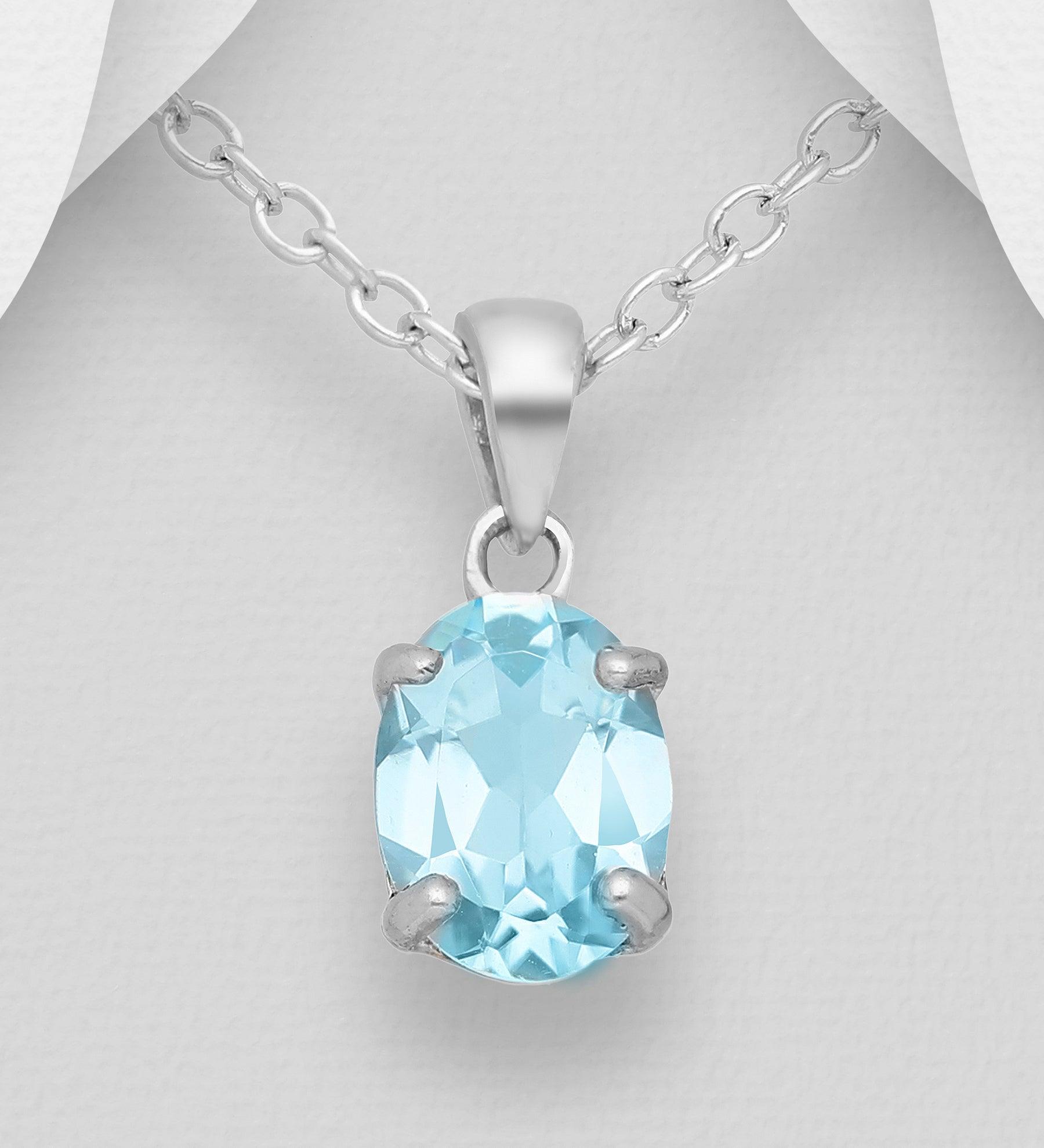 Hopeariipus, PREMIUM COLLECTION|La Preciada Oval Blue Topaz Pendant