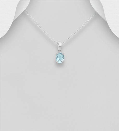 Hopeariipus, PREMIUM COLLECTION|La Preciada Oval Blue Topaz Pendant