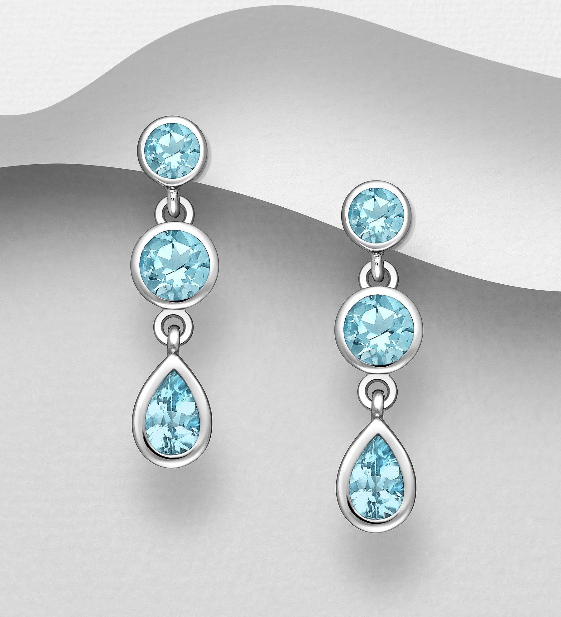 Silver earrings, PREMIUM COLLECTION|La Preciada Blue Topaz Earrings