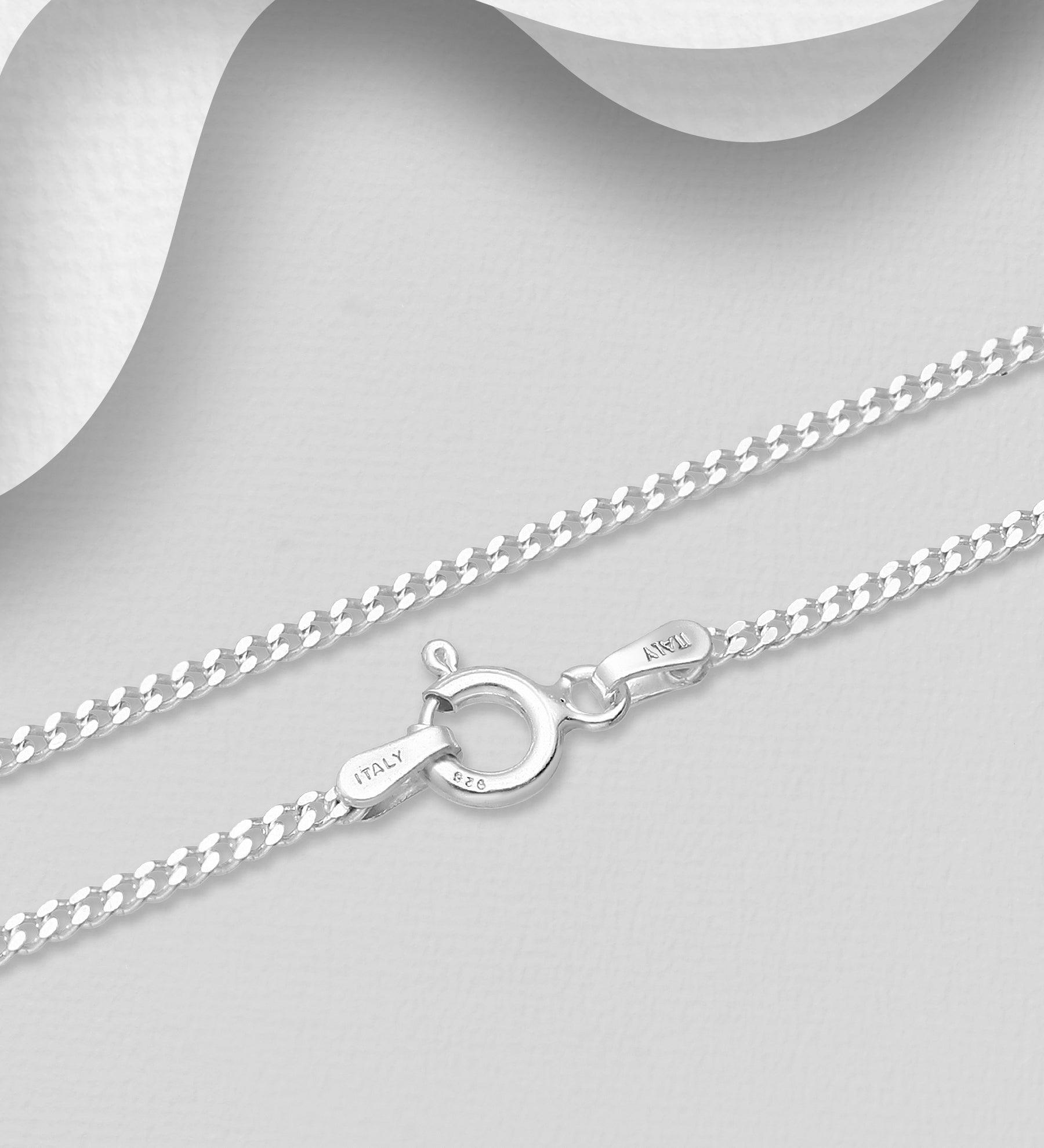 Silver pendant chain, Silver Curb Chain -silver 50cm armor chain