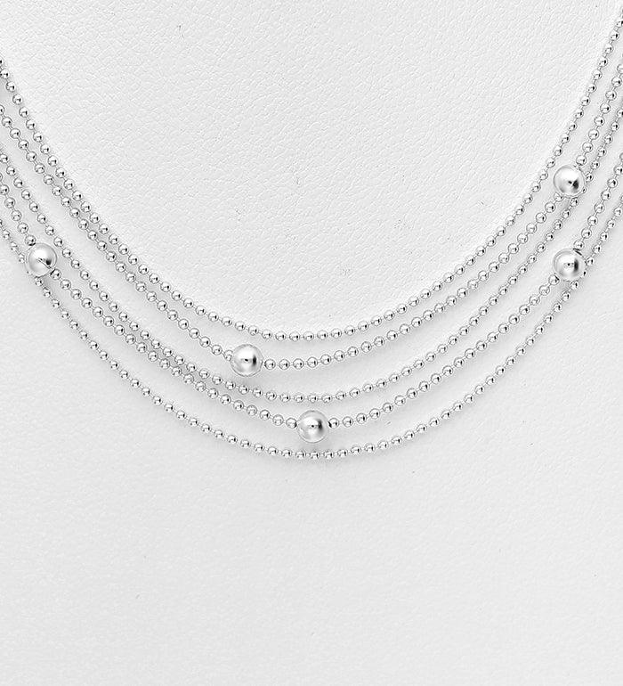 Silver necklace, PREMIUM COLLECTION|Multi Layered Necklace with Beads