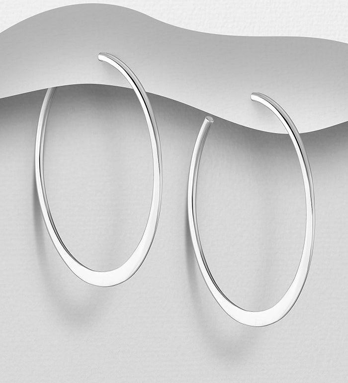 Silver rings, PREMIUM COLLECTION|Large Flat Hoop Earrings