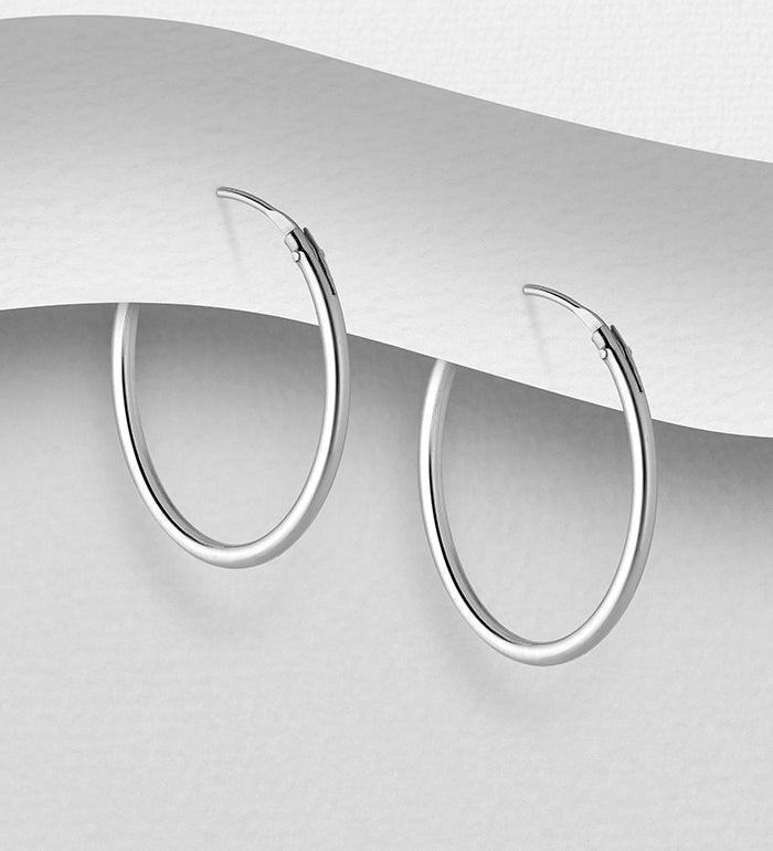 Silver hoops, PREMIUM COLLECTION|Basic Medium Hoops