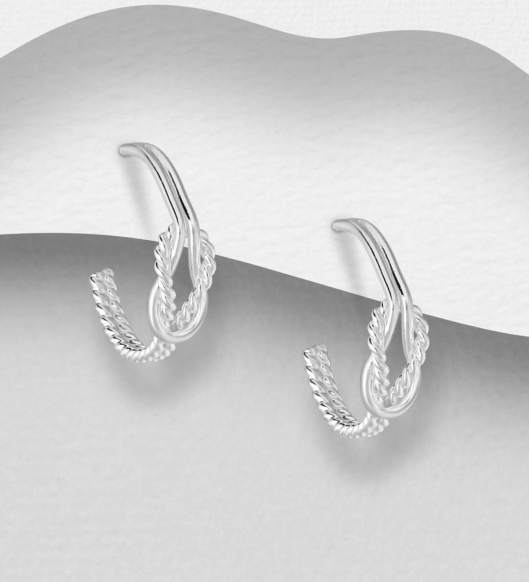 Silver rings, PREMIUM COLLECTION|Small Knot Hoop Earrings