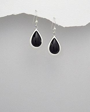 Silver earrings, PREMIUM COLLECTION|Teardrop Earrings in Black