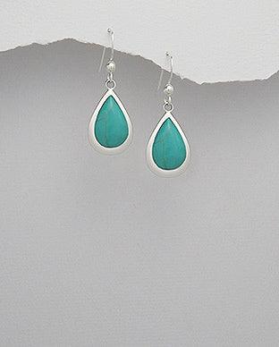 Hopeakorvakorut, PREMIUM COLLECTION|Teardrop Earrings in Turqoise