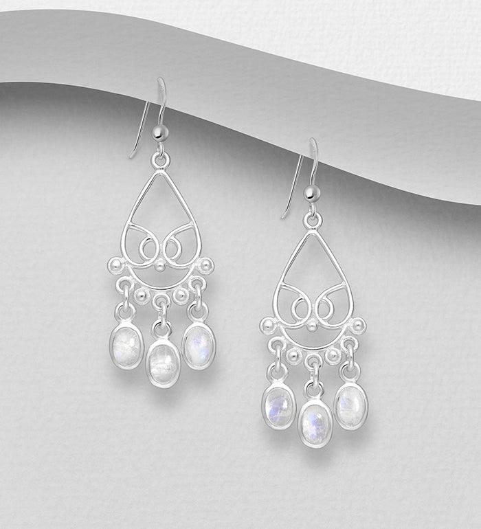 Silver earrings, PREMIUM COLLECTION|Lace Earrings with Moonstones