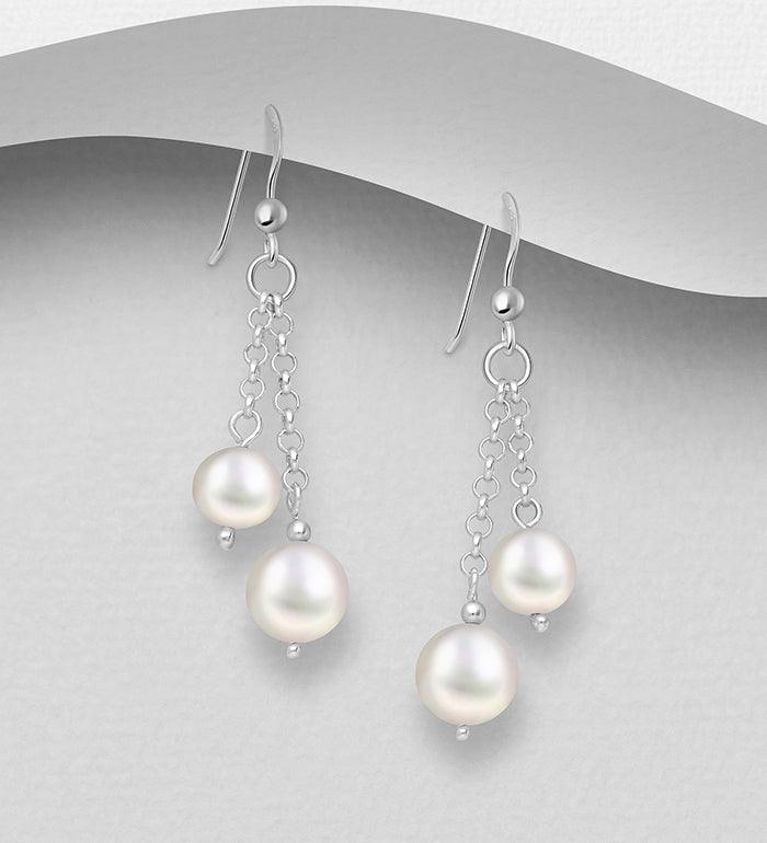 Silver earrings, PREMIUM COLLECTION|Chains with Freshwaterpearls