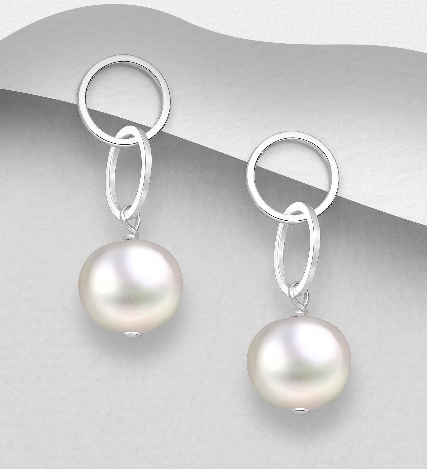 Silver earrings, PREMIUM COLLECTION|Circles with Freshwaterpearls