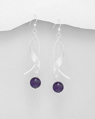 Silver earrings, PREMIUM COLLECTION|Twist Earrings with Amethyst