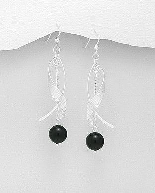 Hopeakorvakorut, PREMIUM COLLECTION|Twist Earrings with Black Onyx