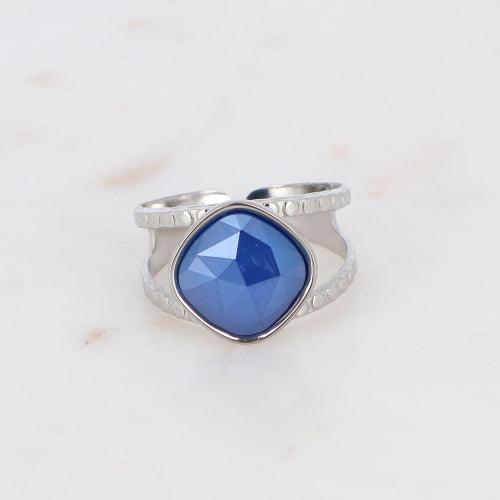 Sormus, BOHM PARIS|Bague Léa rhodium avec crystal royal blue