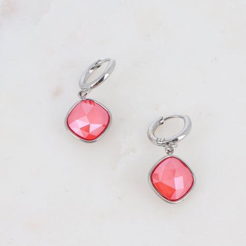 Earrings, BOHM PARIS|Léa avec Cristal light coral (rhodium)