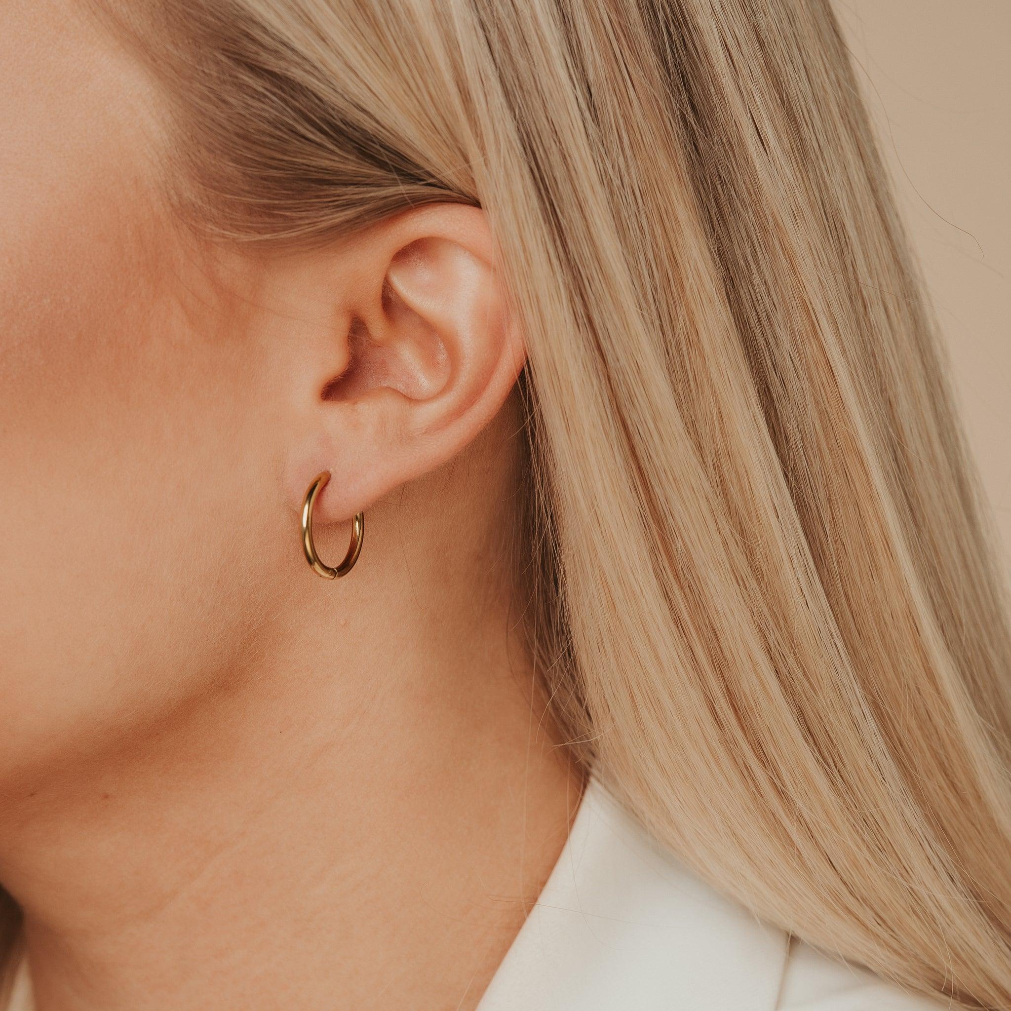 Kirurginteräsrenkaat, Classic Steel Hoop Earrings in Gold