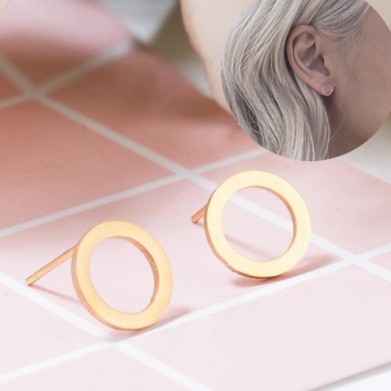 Kirurginteräsnapit, Hollow Flat Steel Earstuds in Gold -teräsnapit