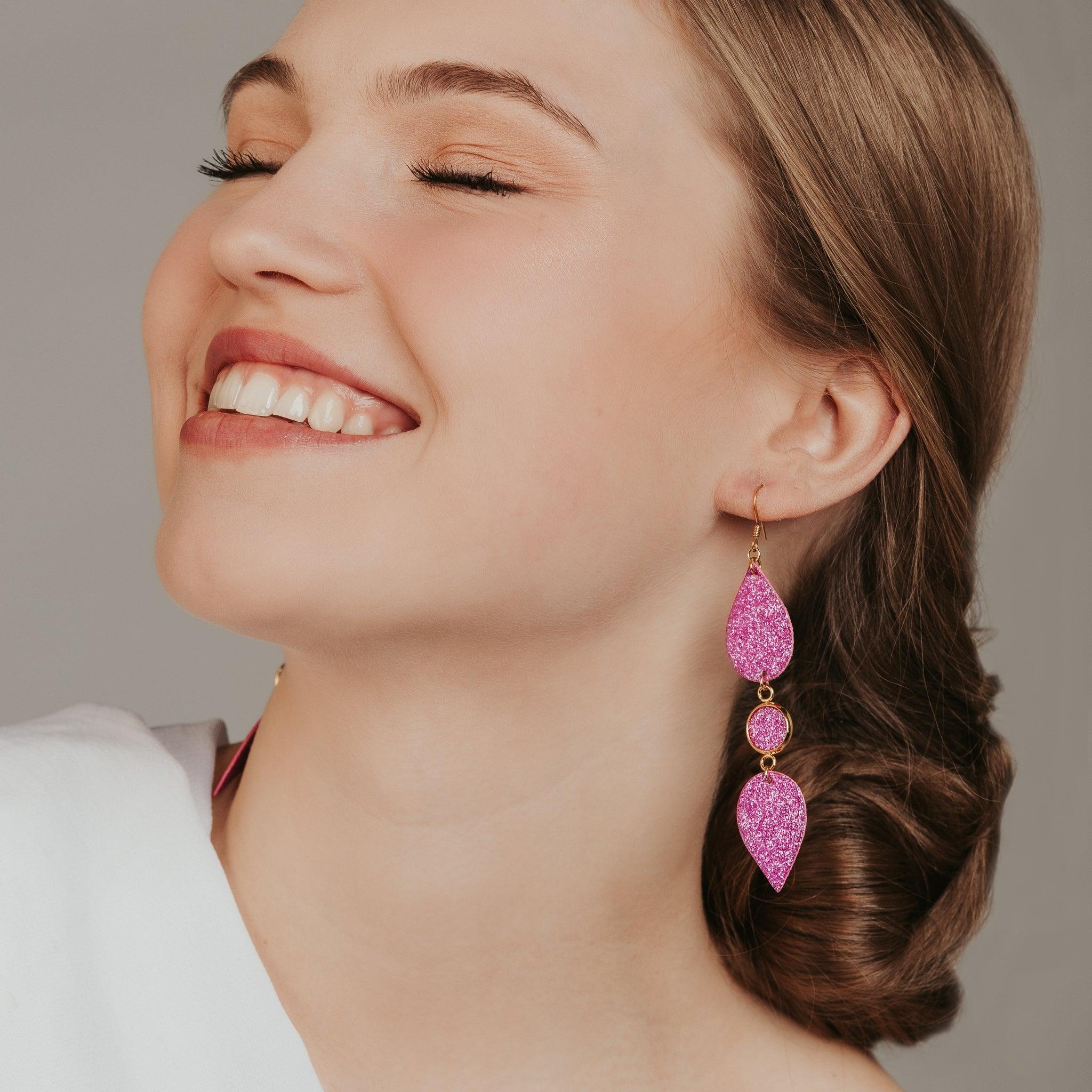 LEMPI earrings, Dream (pink glitter)