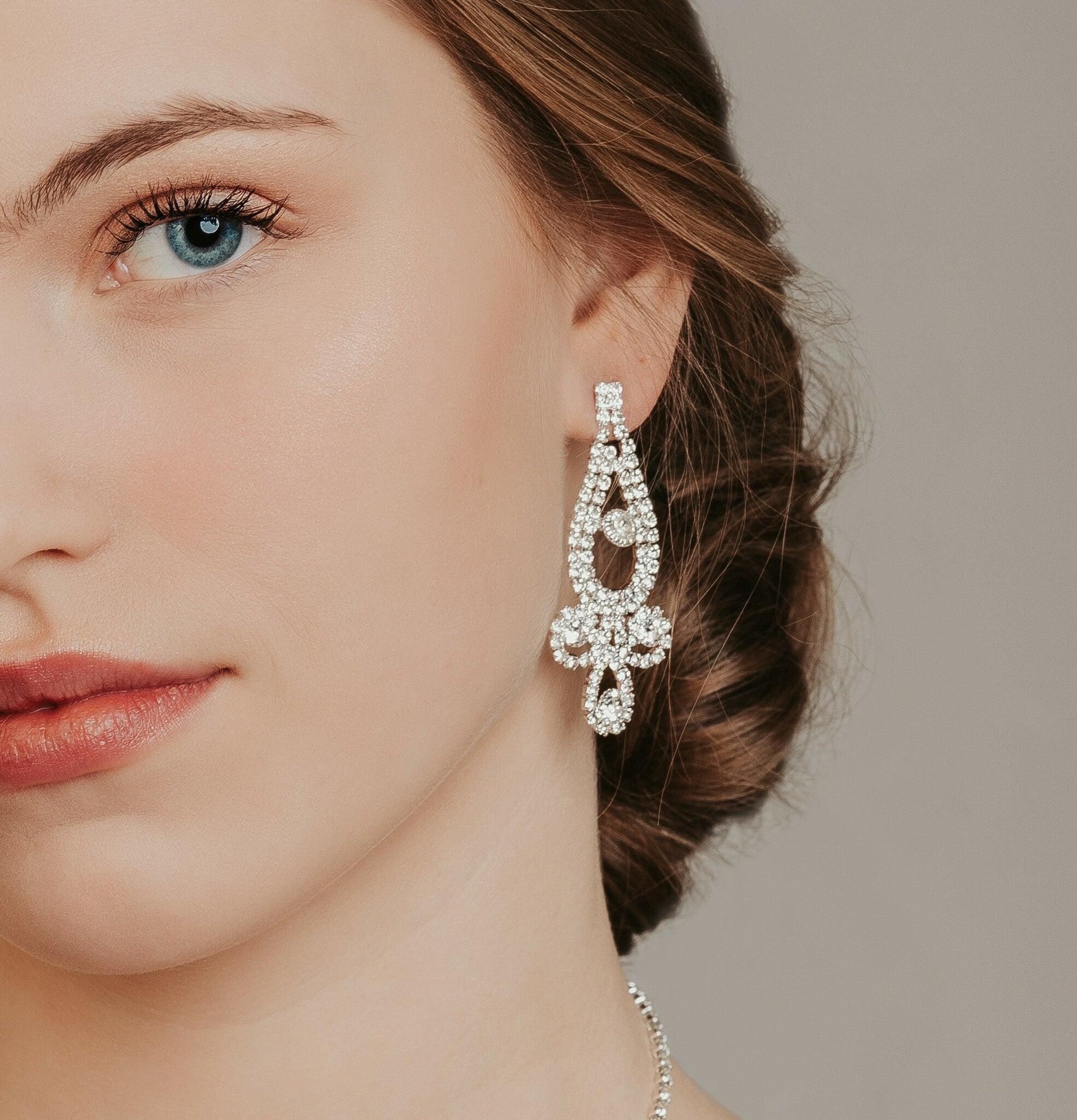 Rhinestone earrings, ROMANCE|Aurora Earrings (also in gold)