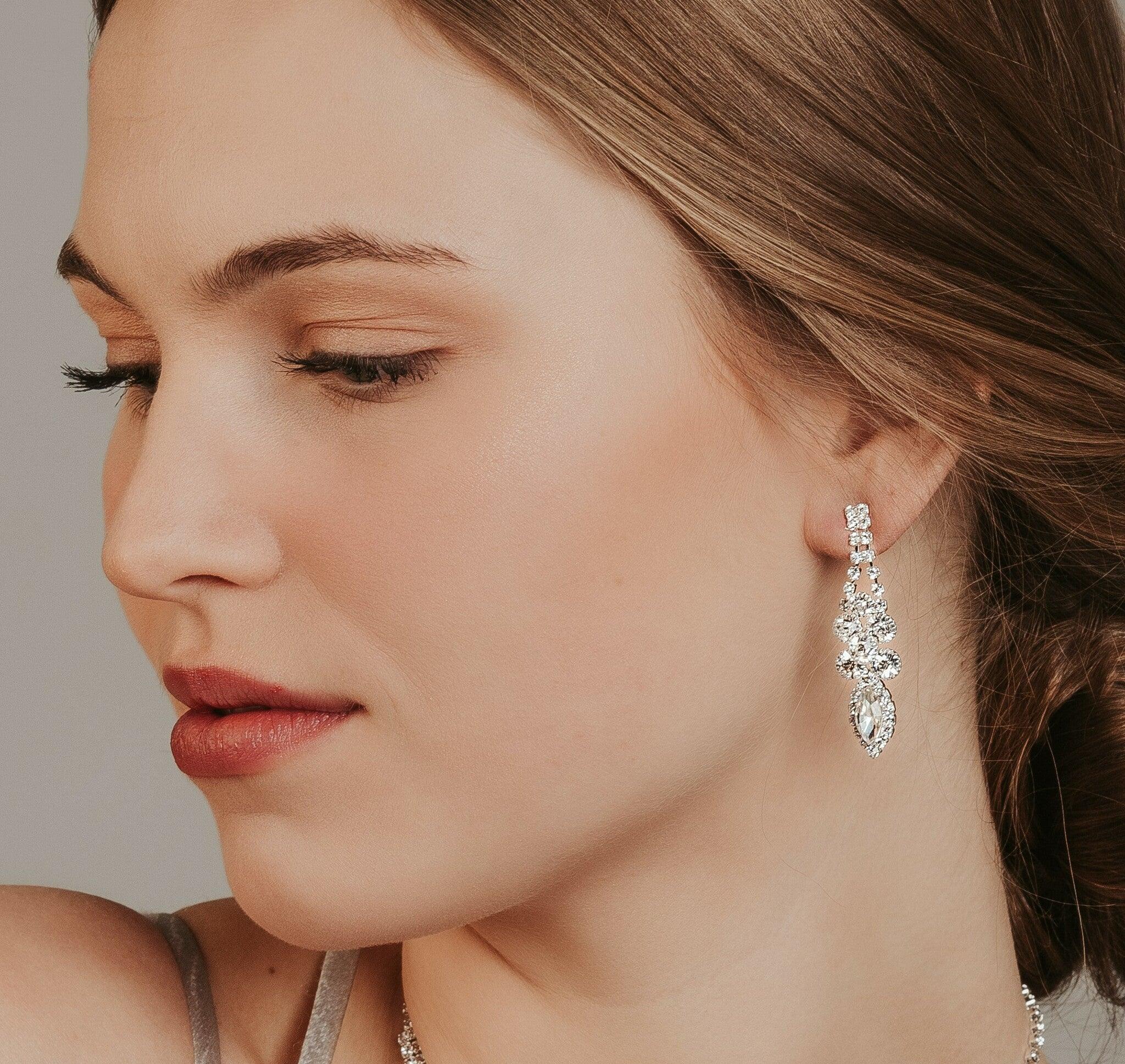 Rhinestone earrings, ROMANCE|Felicia Earrings (also in gold)