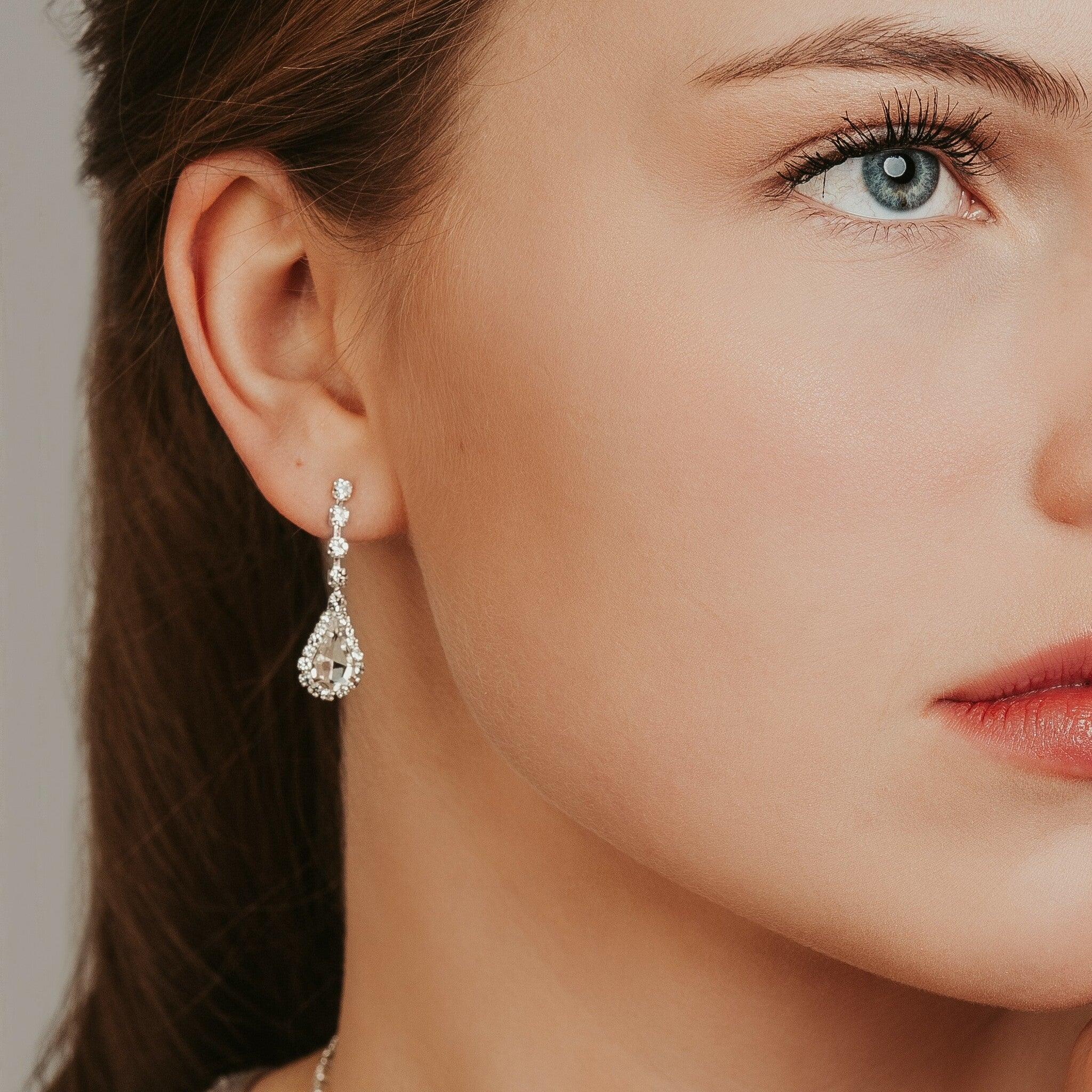 Rhinestone earrings, ROMANCE|Brigitte Earrings (available in three colors)