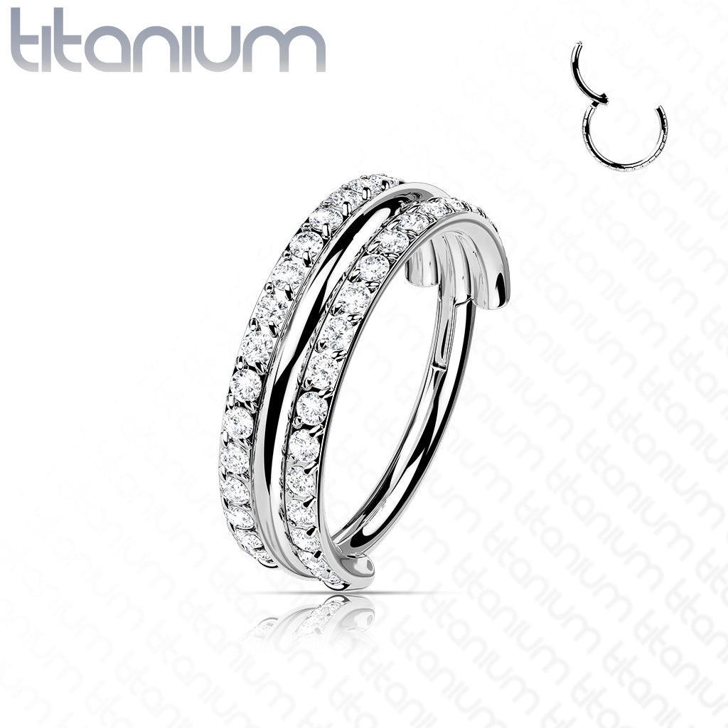 Piercing Ring, Titanium Outward Facing CZ