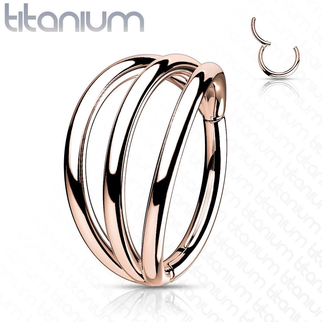 Piercing ring 1.2mm, Triple Titanium Hoop - rose gold ring