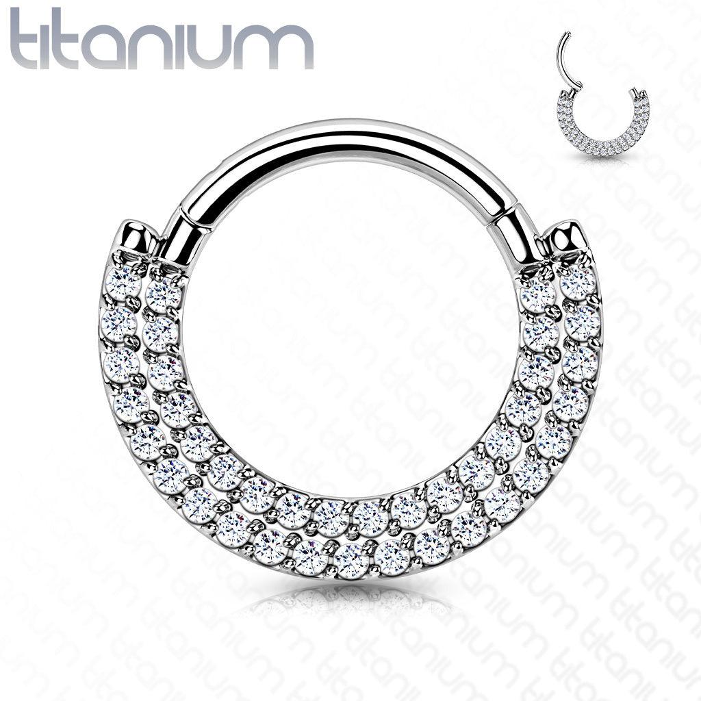 Piercing Ring, Implant Grade Titanium CZ Paved Front Hoop