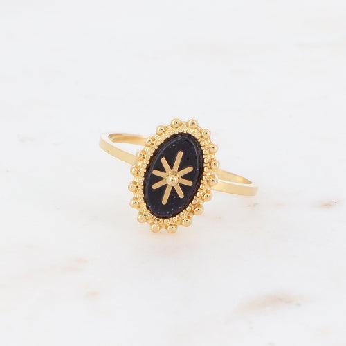 Ring, BOHM PARIS|Bague Malina -dorée with onyx