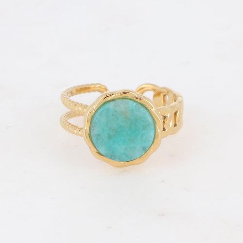 Ring, BOHM PARIS|Bague Luce -dorée avec amazonite