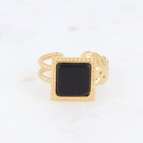 Ring, BOHM PARIS|Bague Maude -dorée with onyx