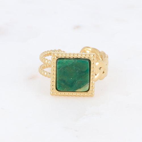 Ring, BOHM PARIS|Bague Maude -dorée avec Jaspe vert