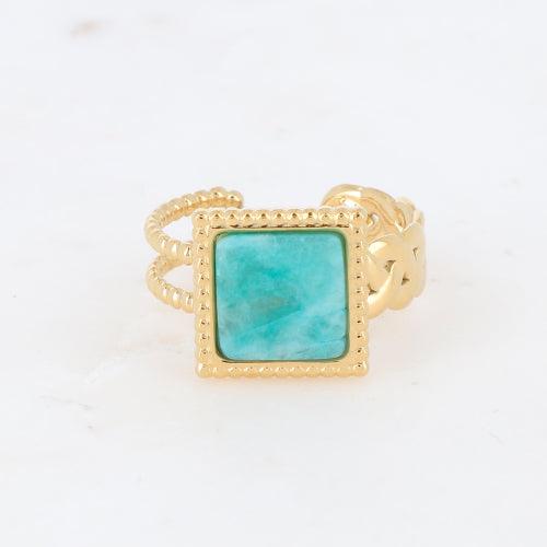 Ring, BOHM PARIS|Bague Maude -dorée avec amazonite