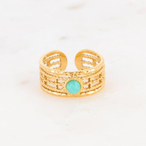 Ring, BOHM PARIS|Bague Anaïs -dorée avec amazonite