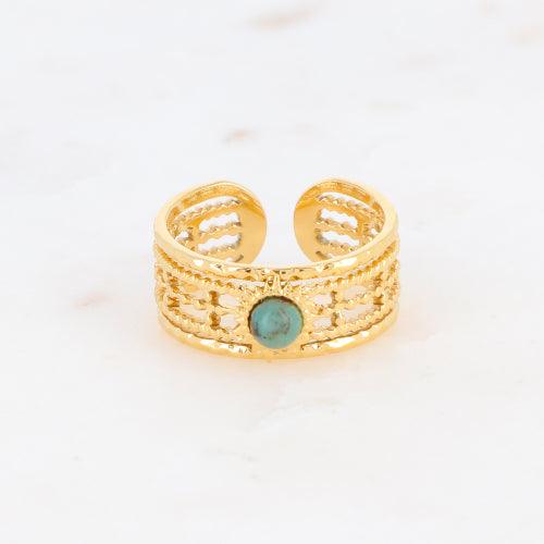 Ring, BOHM PARIS|Bague Anaïs -dorée avec turquoise africaine