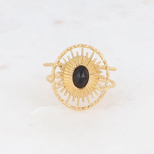 Ring, BOHM PARIS|Bague Veda -dorée with onyx