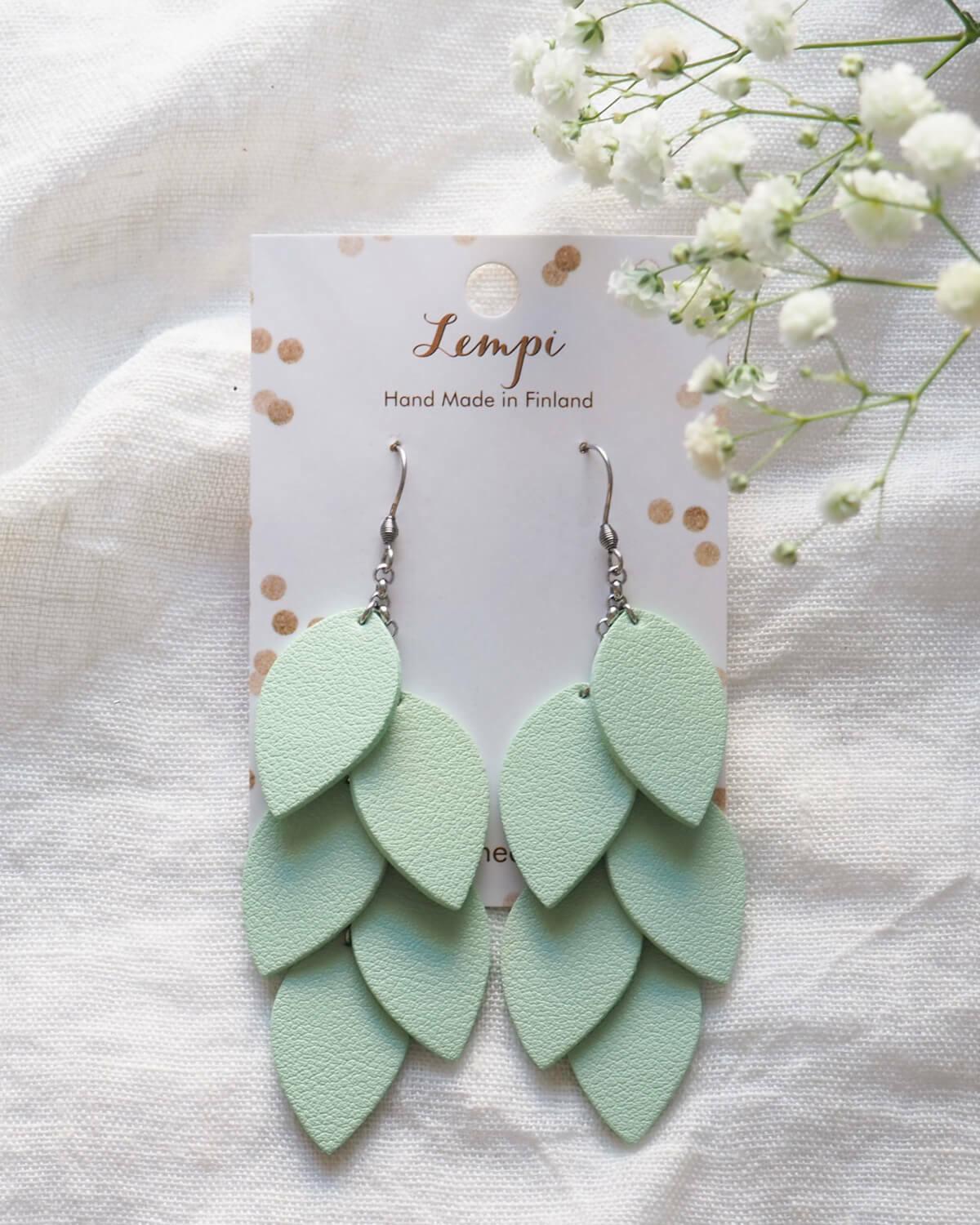 LEMPI earrings, Grain (mint green/steel or gold)