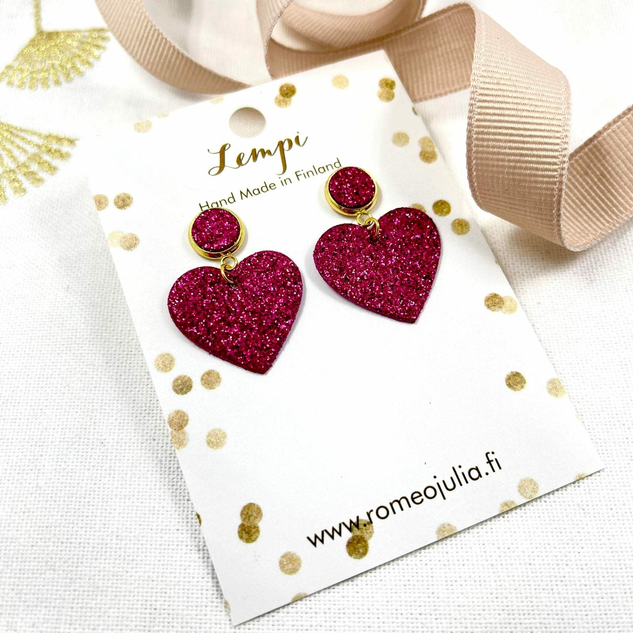 LEMPI earrings, Lempi (button, fuchsia red)