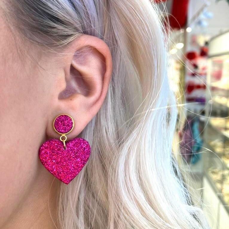 LEMPI earrings, Lempi (button, fuchsia red)