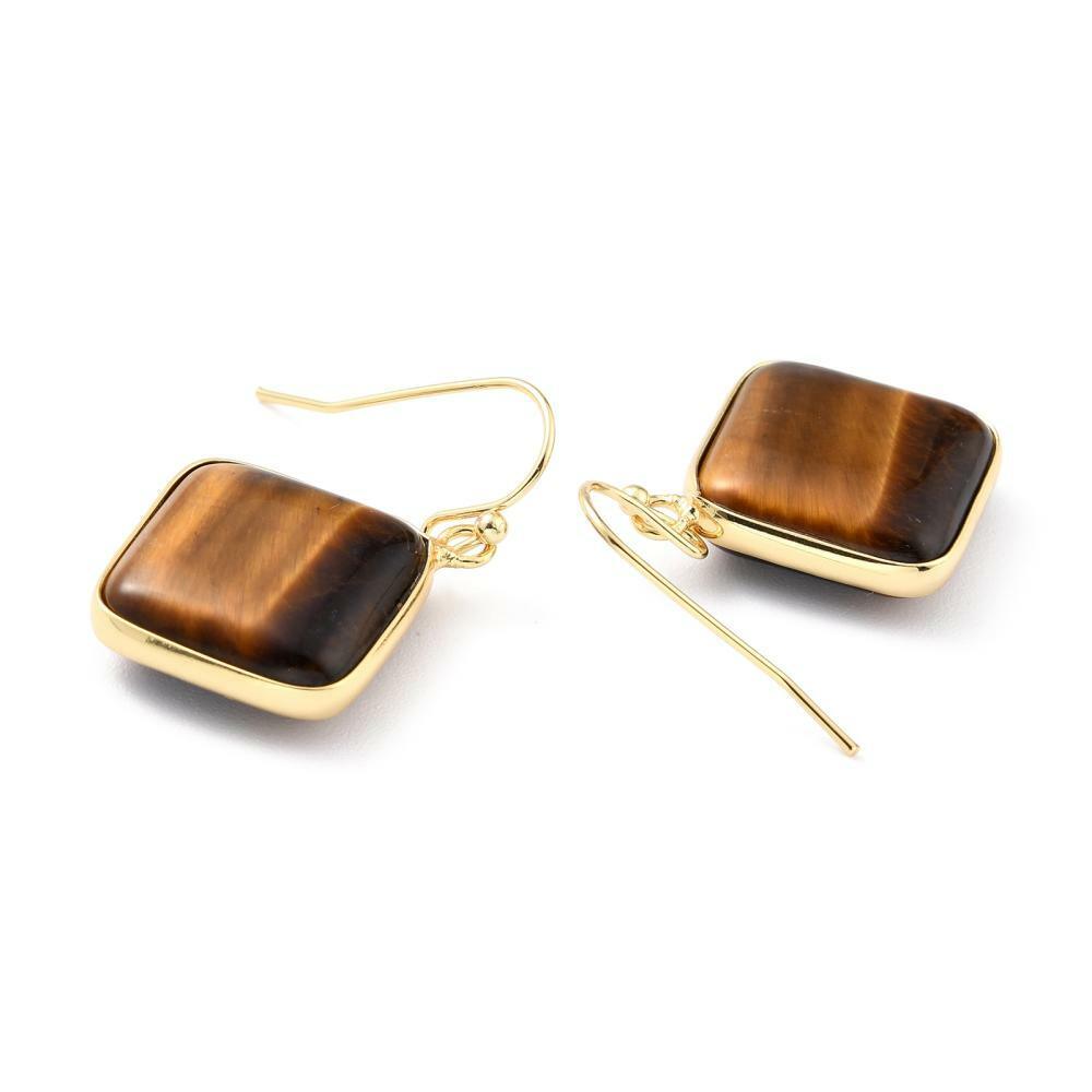 Earrings, NATURE COLLECTION|Tiger Eye Earrings with Gold Details