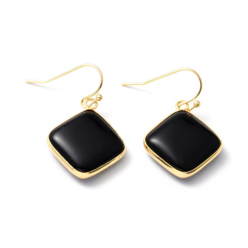 Earrings, NATURE COLLECTION|Black Agate Earrings with Gold Details