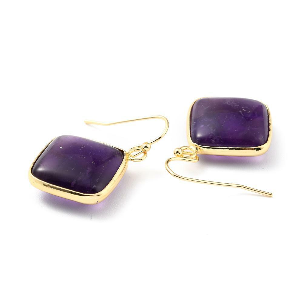 Earrings, NATURE COLLECTION|Amethyst Earrings with Gold Details