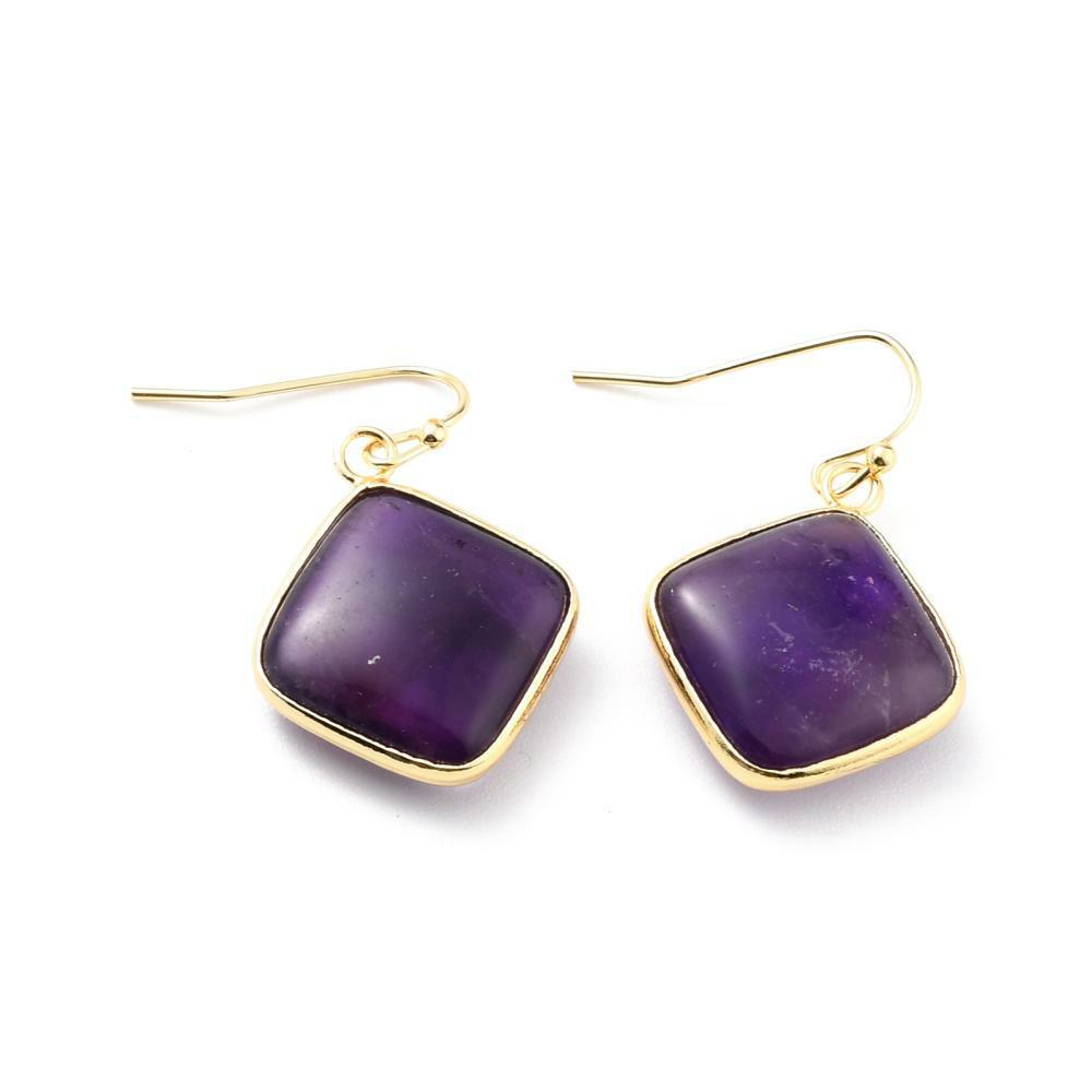 Earrings, NATURE COLLECTION|Amethyst Earrings with Gold Details