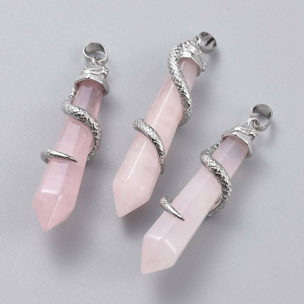 Natural stone pendant, NATURE COLLECTION|Snake Rose Quartz Pendant