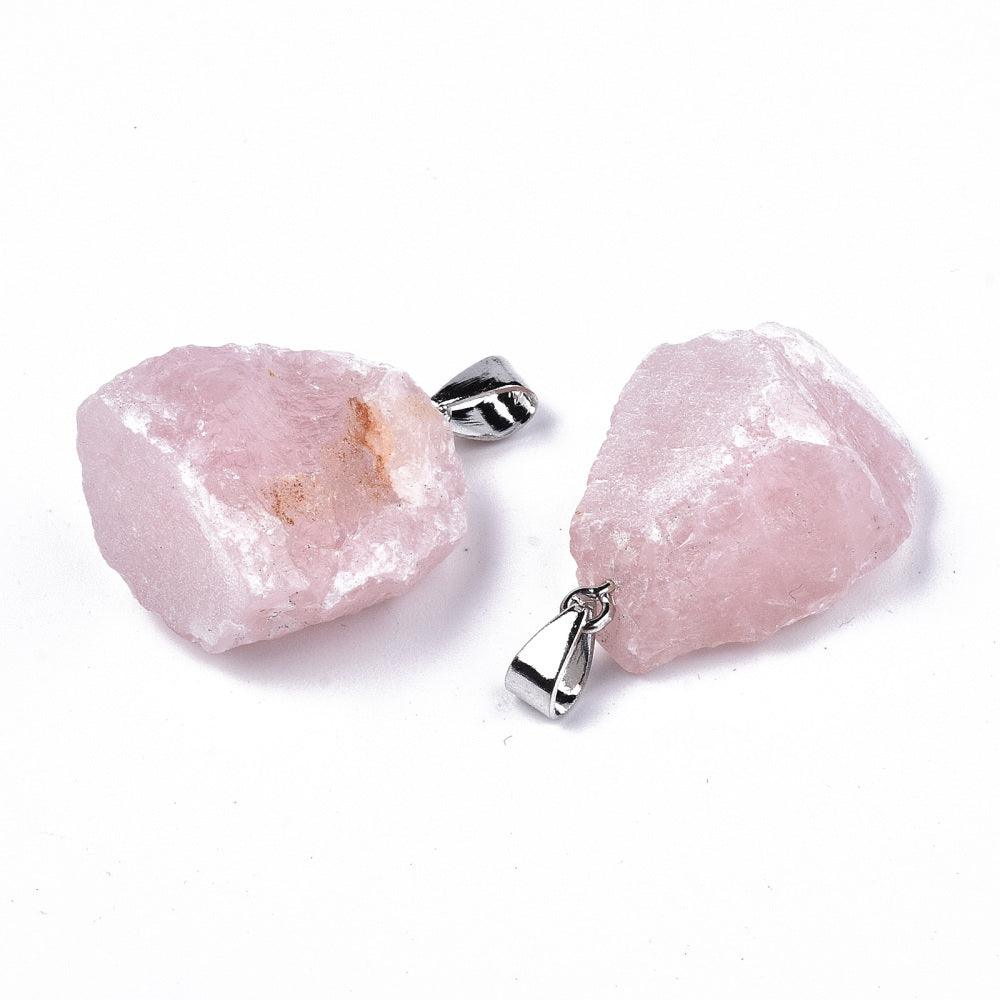 Natural stone pendant, NATURE COLLECTION|Raw Rose Quartz Pendant