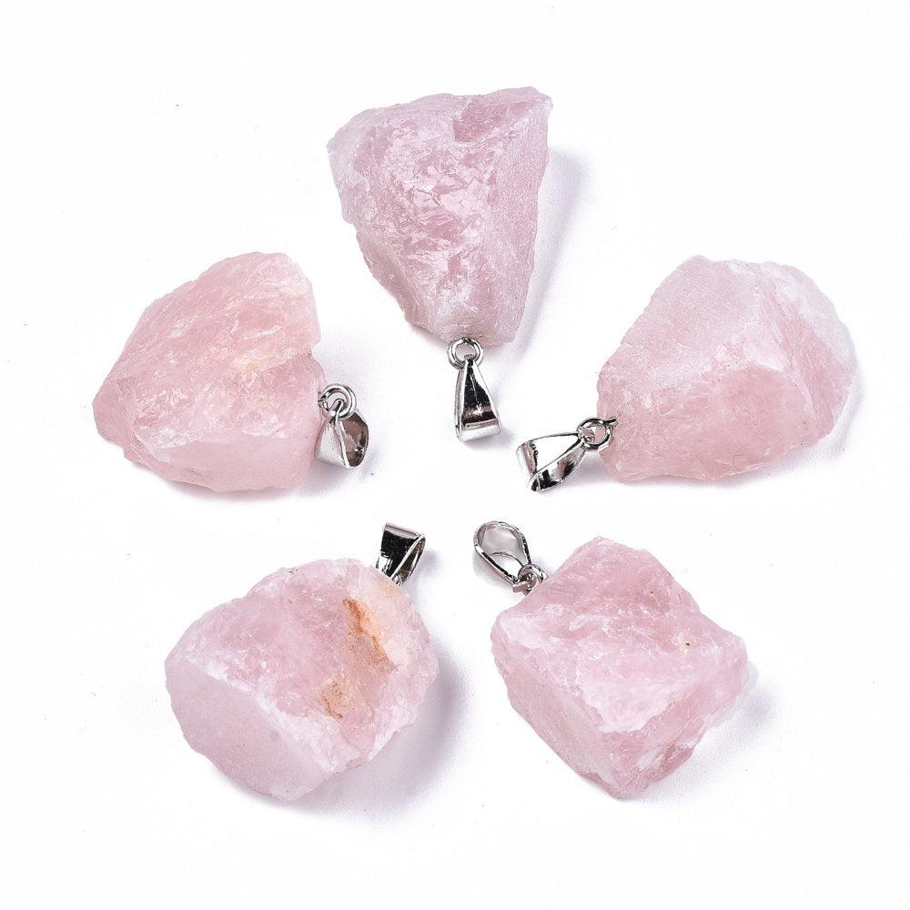 Natural stone pendant, NATURE COLLECTION|Raw Rose Quartz Pendant