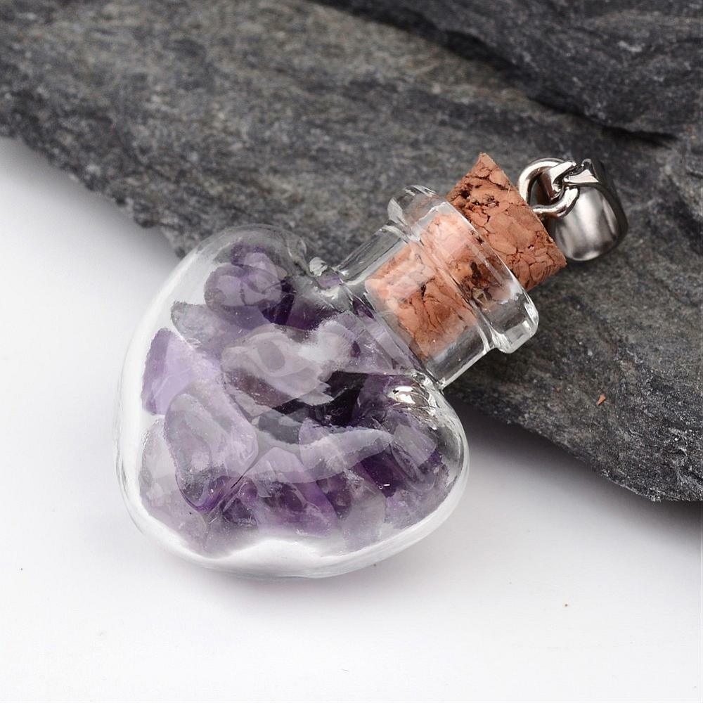 Luonnonkiviriipus, NATURE COLLECTION|Heart Glass Bottle Pendant